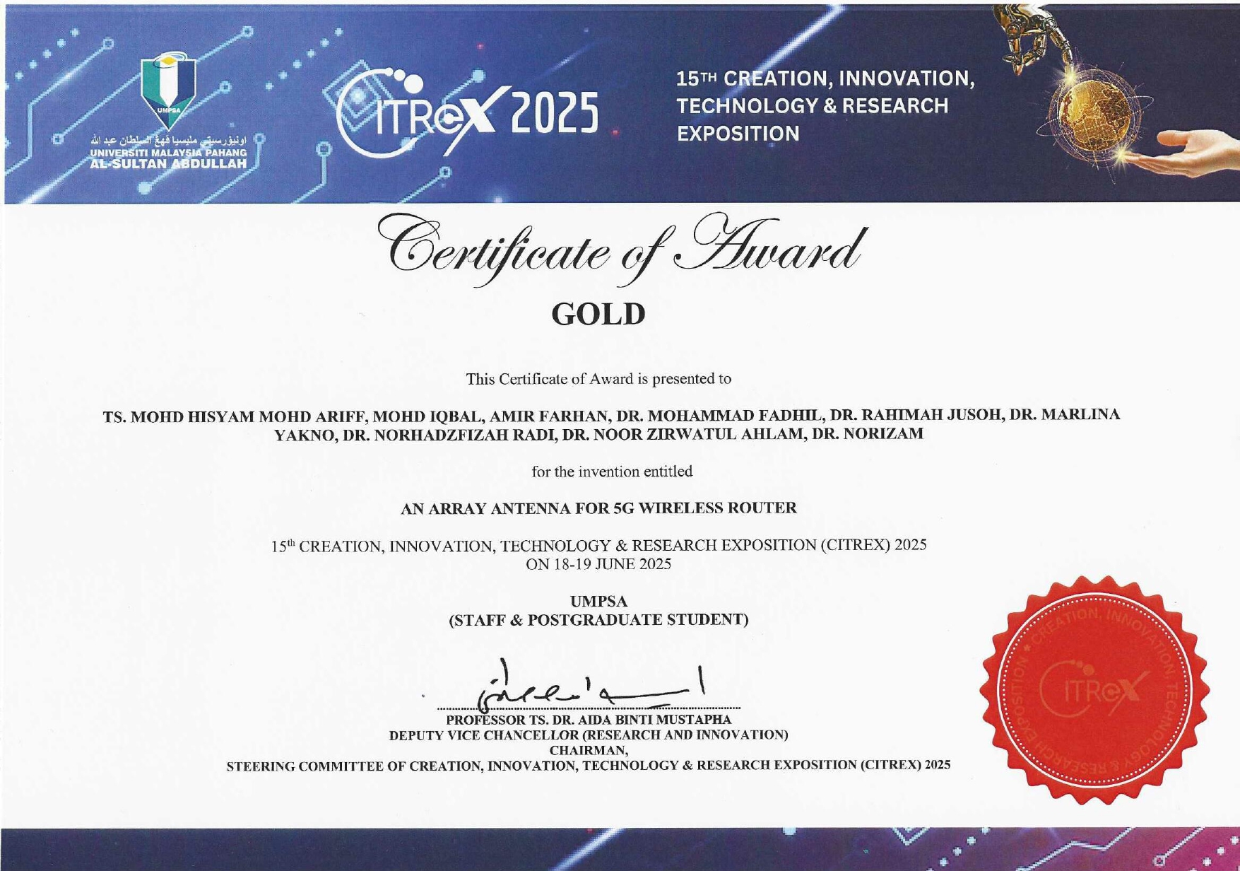 Citrex Certificate