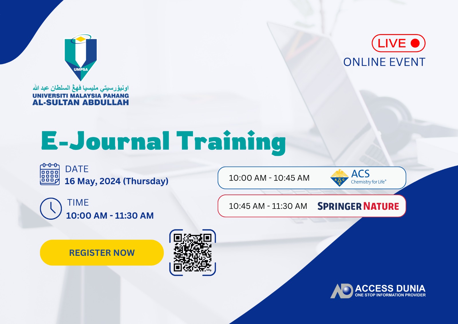 EJournal TrainingACS & SPRINGER NATURE 16th MAY 2024 UMPSA Library