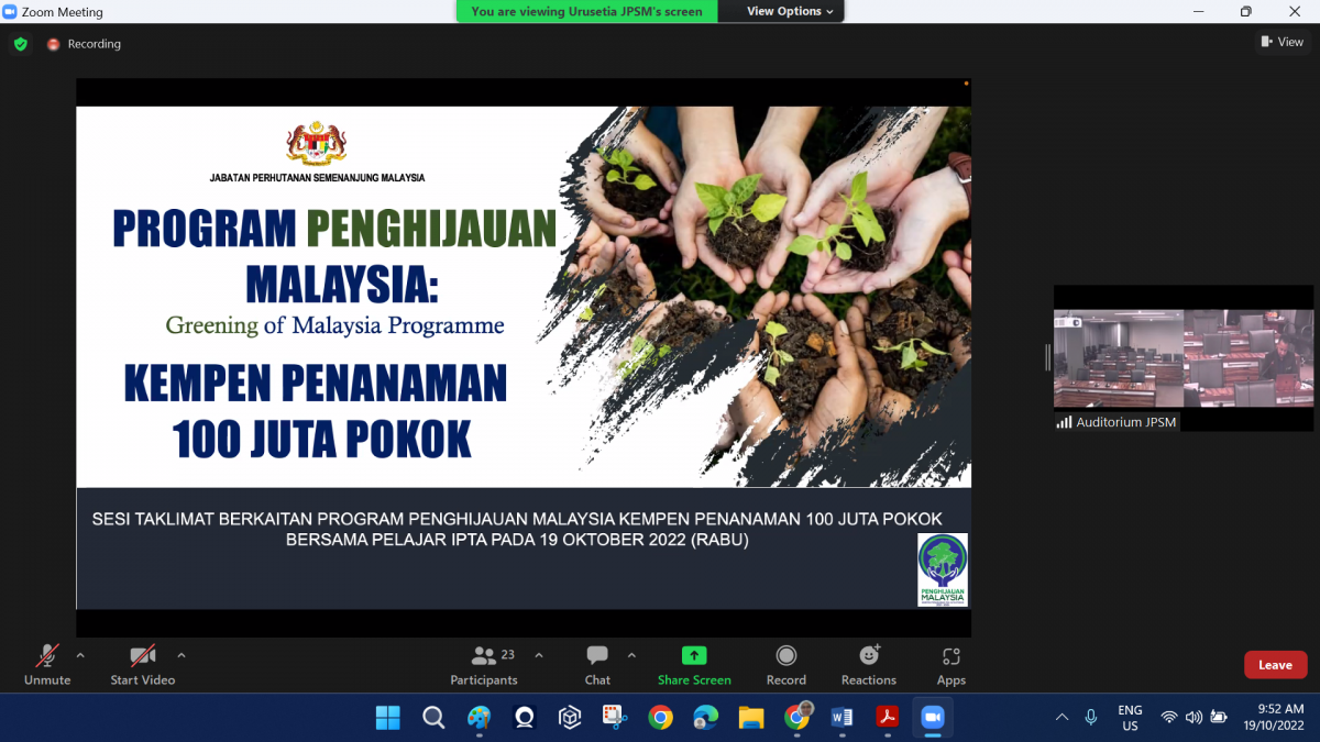 Kempen 100 Juta Pokok IPTA – Ir. Dr. Nurul Hazlina Noordin